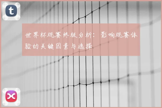 世界杯观赛终极分析：影响观赛体验的关键因素与选择
